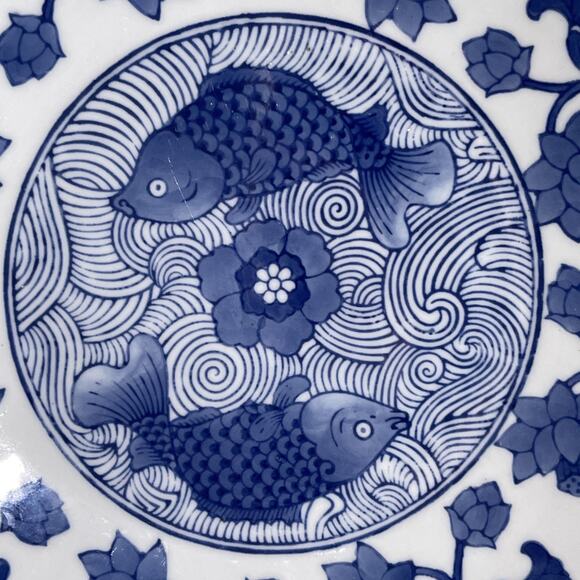 Porcelain 10” Plate / Bowl Koi Fish Chinese - Picture 2 of 7